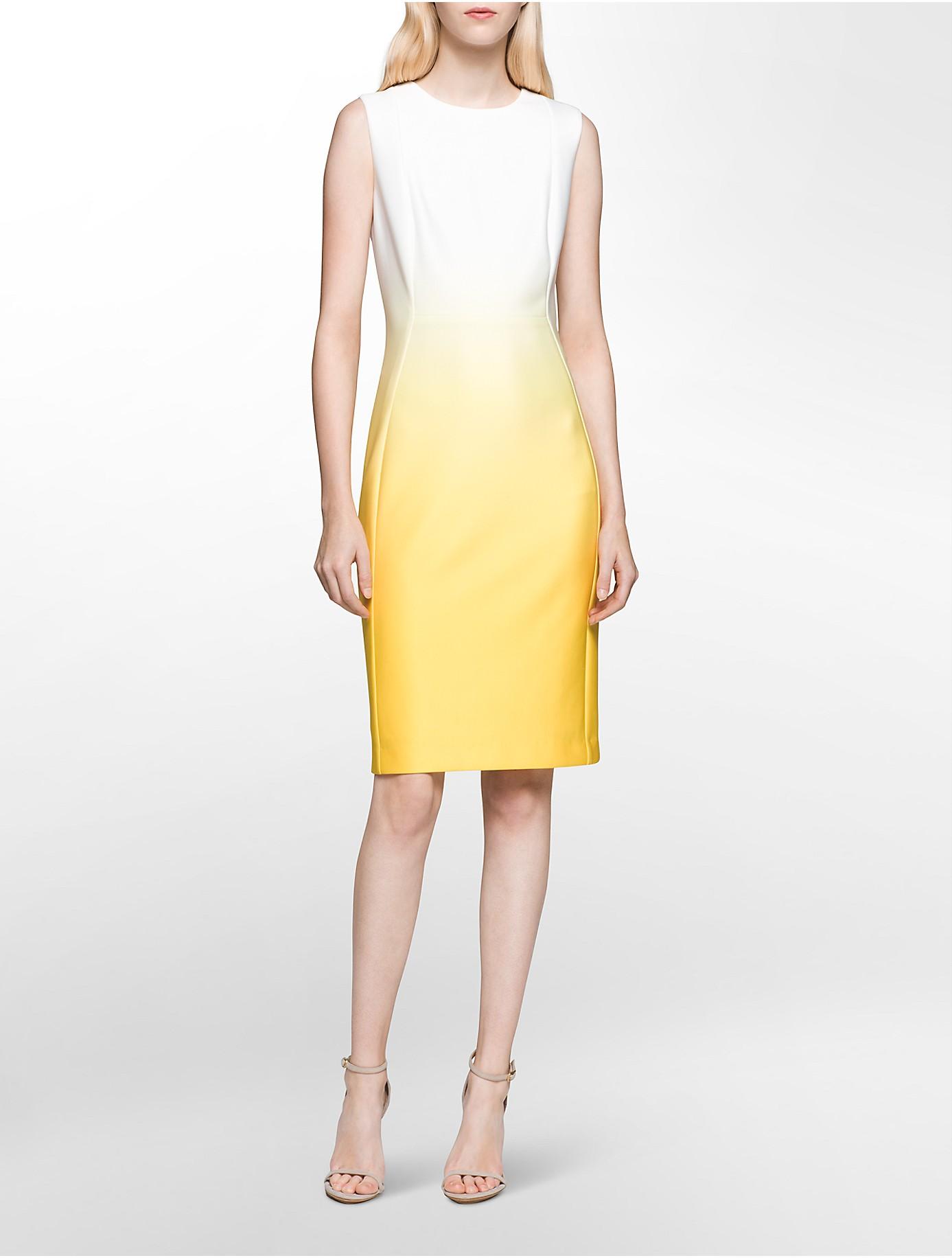 Calvin Klein Ombre Sheath Dress in Yellow Lyst